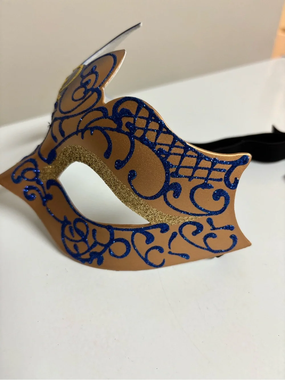 Blue and Gold Venetian Masquerade Mask